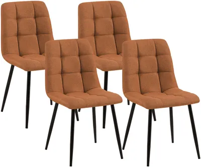 Produktbild von CLP 4er Set Esszimmerstühle Tilde gepolstert mit Rückenlehnen bis 150 kg belastbar orange Material Stoff, KI-generiertes Bild