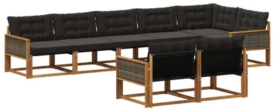 Produktbild von vidaXL Outdoor-Sofagarnitur mit Kissen 8 pcs Natürlich und Schwarz