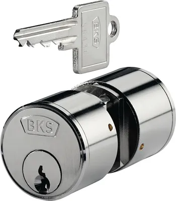 Productafbeelding van BKS korte cilinder volgens DIN 18252, type 3177, lengte A: 21 mm, lengte B: 21 mm, totale lengte: 56 mm, massief messing, mat afwerking - B 3177 0101