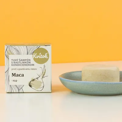 Obrázek produktu pro Kvitok Tuhý šampon s kondicionérem proti vypadávání vlasů Maca 25 g