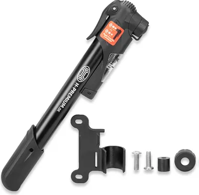 Produktbild von HEYNER® Luftpumpe mit Manometer mit 8 bar kompakte Fahrradpumpe mit tauschbarem Ventil und Halterung Rahmenpumpe