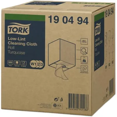 Produktbild von Reinigungstücher fusselarm W1/W2/W3 1-lagig 27,5x36cm türkis 500 Tücher