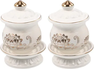 Image de Petit vase en céramique, 20 cm, blanc, décoré