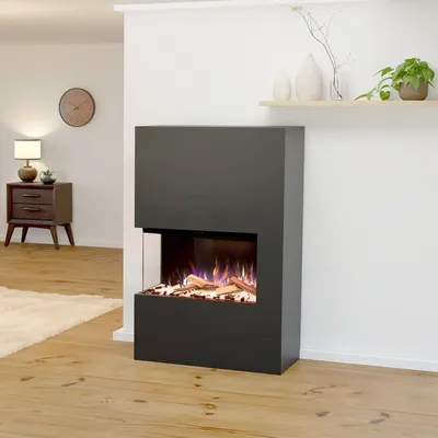 Produktbild von Glow Fire Elektrokamin 'Portia ' Linksoffen| LED Standkamin in grau mit Heizung (1500 W) | HxBxT: 140x90x45 cm