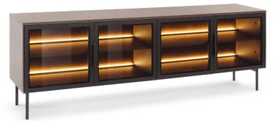 Produktbild von TV-schrank ZOCA mit 4 Türen 181 cm, Eiche Dunin, geriffelter Front, TV-lowboard mit LED-Beleuchtung, Wohnzimmer