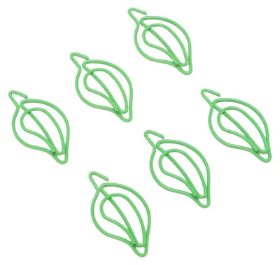 Obrázok produktu pre 100PCS Metal Paper Clips Green Leaf Shaped Bookmark Clips for Business Cards Office Documents Notes Photos