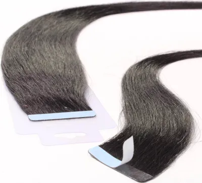 Immagine prodotto di hair2heart Tape Extensions Capelli Umani Lisci - 10 pásků 2,5 g 60 cm Nero