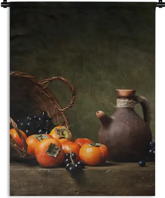 Produktbild von MuchoWow® Wandteppich Wandbehang Rustikal - Obst - Korb - Stilleben 150x200 cm Tapisserie Dekoration Wandtuch - Wandaufhängung - Moderner