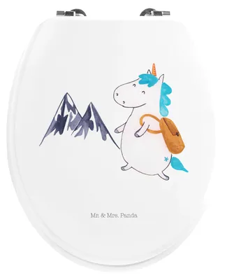 Produktbild von Mr. & Mrs. Panda WC Brille Einhorn Bergsteiger - Weiß - Geschenk, Sitz, Reisen, Einhörner, Urlaub, Unicorn, motiv, Toilettendeckel, WC-Sitz, Deko, Klo-Deckel