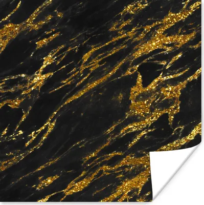 Produktbild von MuchoWow® Poster Marmor - Gold - Schwarz - Flecken 75x75 cm - Wand Dekoration