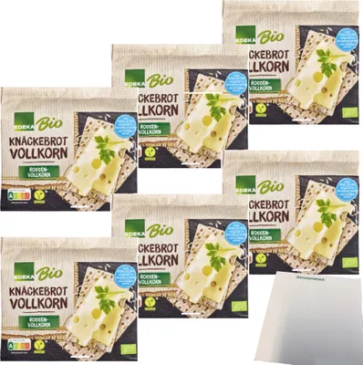 Produktbild von Edeka Knäckebrot Roggenvollkorn 6er Pack (6x250g Packung) + usy Block