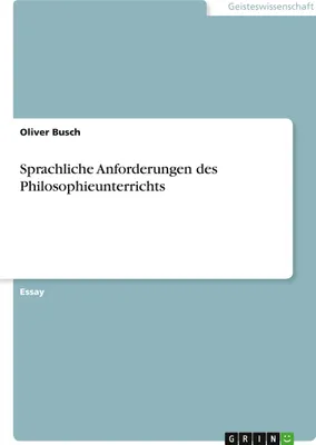 Produktbild von Sprachliche Anforderungen des Philosophieunterrichts