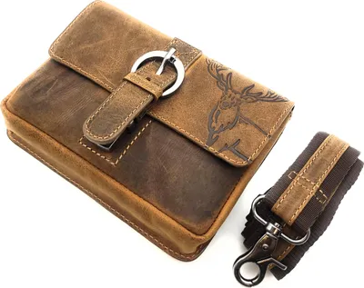 Produktbild von Jockey Club echt Leder Gürteltasche Bikertasche Jagdtasche Hüfttasche Bauchtasche Hirsch mit Gurt