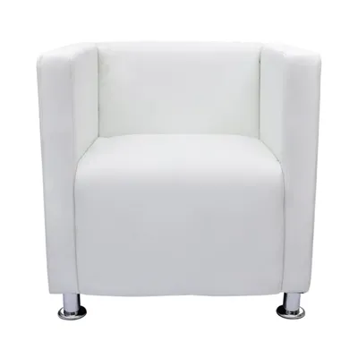 Image de Fauteuil cube blanc simili cuir