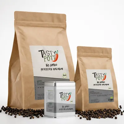 Produktbild von Tasty Pott  Jumbo Malabar Pfeffer - im Beutel - 250g