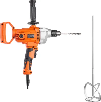 Produktbild von SucceBuy Elektrische Bohrmaschine 12,7 mm mit Mixer Bohrmaschinenmischer Set 850 U/min 3,2 A Mischbohrmaschine mit D-Griff zum Bohren und Mischen, vielseitiges Werkzeug für Futter und Zement