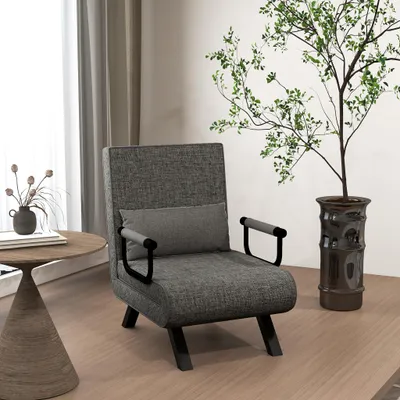 Produktbild von YZNAHRE Schlafsofa 3 in 1 Schlafsessel mit Bettfunktion Schlafcouch Bettsofa mit Verstellbarer Rückenlehne und Kissen bis 200 kg belastbar 65x61x78 cm 1 sitzer, Dunkelgrau