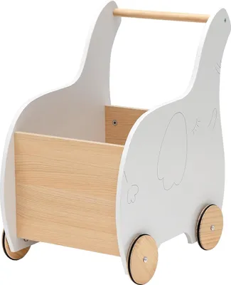 Produktbild von COSTWAY 2 in 1 Lauflernwagen, Lauflernhilfe mit großer Spielzeugkiste, Elefantenform, für Kleinkinder 1 bis 3 Jahre alt, 32 x 48 x 56 cm Weiß