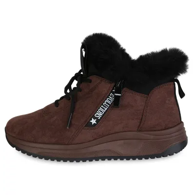 Produktbild von VAN HILL Damen Warm Gefütterte Sneaker Low Bequeme Kunstfell Zipper Schuhe 841397, Farbe: Braun, Größe: 38