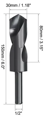 Produktbild von 150mm lang 1/2" Zylinderschaft mit geradem Schaft 30mm HSS 6542 Schwarz