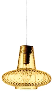 Image de Zafferano Suspension, verre soufflé et métal, ø 320x3150 mm, 1X E27 de 70 Watt, IP20, structure grise, verre ambre