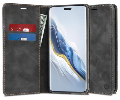 Produktbild von Techsuit Confy Book Wallet Klapphülle für HONOR Magic6 Pro - Schwarz