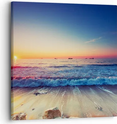 Produktbild von Bild auf Leinwand - Leinwandbild - Meer Strand Welle - 30x30cm - Wand Bild - Wanddeko - Wandbilder - Leinwanddruck - Bilder - Kunstdruck - Wanddekoration - Leinwand bilder - Wandkunst - AC30x30-3613