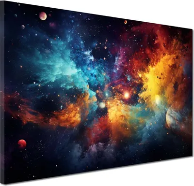 Produktbild von Weltraum Abstract Style  Wandbild Leinwandbild Kunstdruck XL Wanddeko: 150x100x4cm