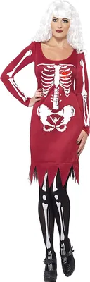 Produktbild von Rotes Skelett Kleid mit LED Herz, Größe:M