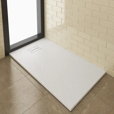 Zdjęcie produktu dla SUNXURY 80×140 cm SMC Brodziki z zestawem odpływowym Antypoślizgowy brodzik prostokątny biały