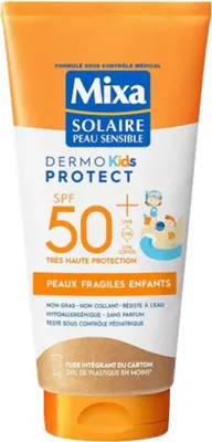 Produktbild von Mixa - Dermo Kids Protect SPF50+ Sonnenschutzmilch für Kinder – Empfindliche Haut