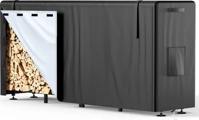 Produktbild von Holzlager Außen 235 x 25 x 115 cm, Kaminholzregal Metall mit 50 cm Abdeckplane, Brennholzregal 1,2 m³/1,4 SRM, Stapelhilfe für Holzstapel