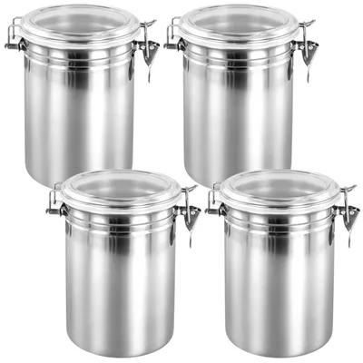 4 Edelstahl-Vorratsdosen, luftdicht, 1900 ml, für Kaffee & Müsli