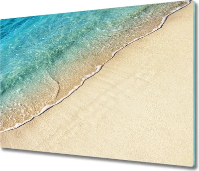Produktbild von Glas Herdabdeckplatte 60x52 cm Spritzschutz Glasabdeckplatte Schneidebrett Welle am Strand