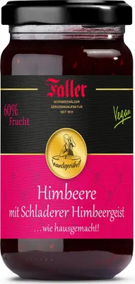 Produktbild von Faller Himbeer-Konfitüre extra mit Himbeergeist: Hausgemachter Genuss 330g