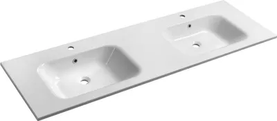 Zdjęcie produktu dla ARECA podwójna umywalka z odlewanego marmuru 161x51,5cm, biała