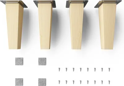 Produktbild von 4x sossai Holzfüße eckig - gerade Ausführung 15cm Buche Naturbelassen