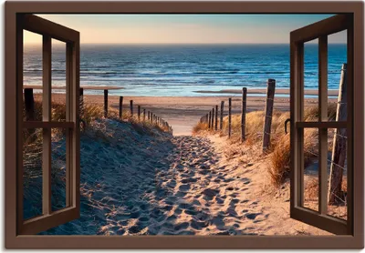 Produktbild von ARTland Leinwandbild Weg zum Nordseestrand, braun Größe: 130x90 cm