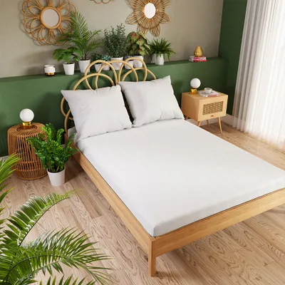 Produktbild von DREAMY PREMIUM Jersey-Bettlaken - weiß glatt - 140x200cm