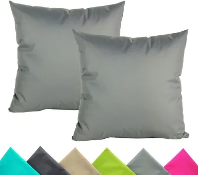 Produktbild von JACK 2er Set 40x40cm Outdoor Kissenhülle Kissenbezug Wasserfest Sitzkissen Lounge Kissen Garten Stuhl Lotus Effekt, Farbe:Grau