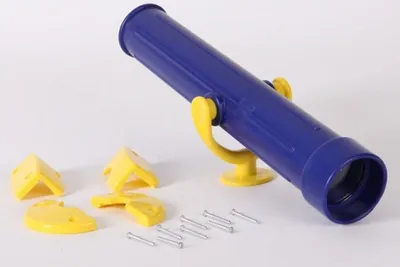 Produktbild von Gartenpirat Kinder-Fernrohr, Blau, für Spielturm, Kunststoff, 30,5 cm, schwenkbar, wetterfest, ohne optische Vergrößerungsfunktion, inkl. Fuß, Montagematerial, Holzschrauben und 2 Halterungen