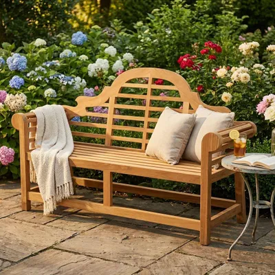 Immagine prodotto di Milani Home - panca da giardino in teak massello, seduta ampia per giardino terrazza e veranda