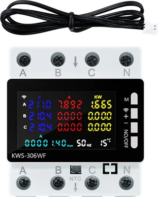 Image de KWS-306 Tuya WiFi Compteur de puissance 3 phases 4 fils Compteur de tension et de courant avecà distance APP