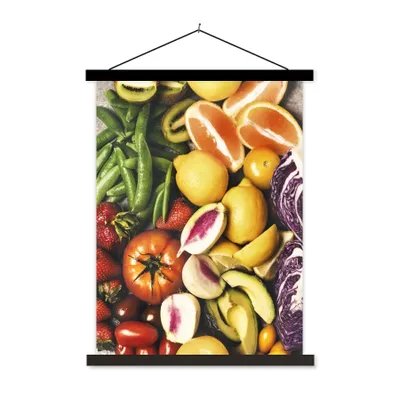 Produktbild von MuchoWow® Textilposter Obst - Gemüse - Farben 60x80 cm mit schwarzem Rahmen - Plakathalter