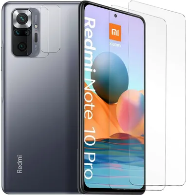 A smartphone with screen protectors shown from the back and front.