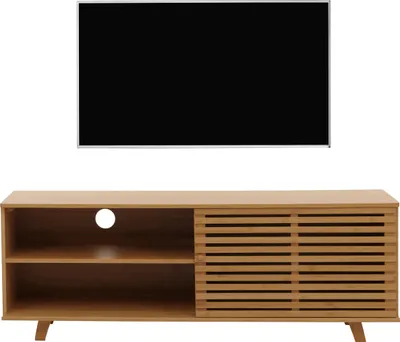 Produktbild von Bambus TV-Rack HWC-N80, Fernsehtisch Lowboard Kommode, Staufächer - 50x140x40cm