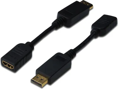 Image de AK-340408-001-S Câble adaptateur DisplayPort, DP - HDMI type A St/Bu, 0.15m,m/verrouillage, compatible DP 1.1a, UL, CE, bl