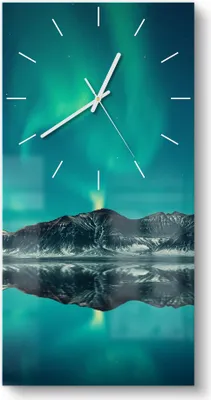 Produktbild von DEQORI Glasuhr 30x60 cm Modern 'Polarlichtzauber' Wanduhr Glas Uhr Design leise Küchenuhr