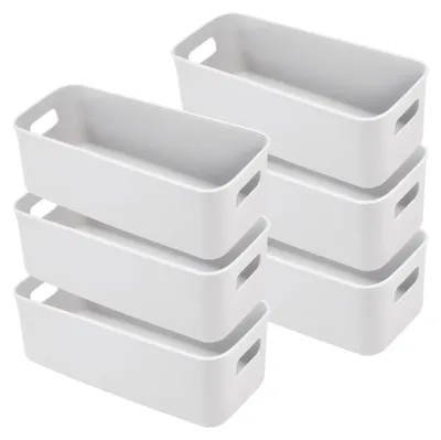 Produktbild von Set mit 6 kleinen, schmalen Aufbewahrungsboxen, 30 cm, Kunststoff-Organizerboxen, Aufbewahrungskörbe, Boxen für Schränke und Schubladen, Organizerboxen, Körbe für das Badezimmer