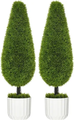 Produktbild von Kunstpflanze Zypresse 2Er-Set, 90 Cm Künstliche Pflanze, Kunstbaum Im Topf, Zimmerpflanze Mit Kunstmoos Für Indoor, Outdoor, Grün